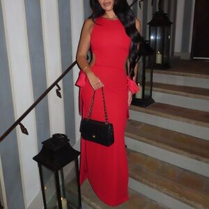 Celine Cut Out Bow Maxi Dress - Red FASHIONNOVA LUXE